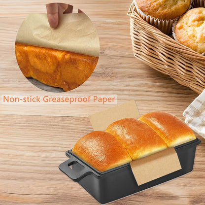 QTRQTR 100 Pcs Parchment Paper Loaf Pan Liners for Baking Bread 9x5 in Loaf Pan Parchment Liners Disposable Non-Stick Bread Pan Liners Loaf Liners for Baking Toast Bread