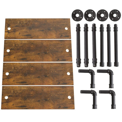 YMYNY Industrial Pipe Shelf Bracket, 4 Tiers Retro Wall Mounted Floating Shelf, Wood DIY Bookshelf, Storage Shelves for Living Room, Bedroom, Office, 24" Farmhouse Bathroom Shelving, UHWS002H