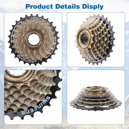 WEEROCK Bike Freewheel 7 Speeds, 14-28T Threaded Freewheel Screw On Bicycle Replement Part for MTB, Cruiser Bicycle