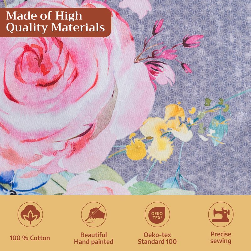 Maison d' Hermine Table Cloth Rectangle Table 100% Cotton 54 x 72 Inches Tablecloth Reusable Decorative for Dining Kitchen Farmhouse Gifts for Mothers Day Spring Summer - Sweet Rose Lavender - Lush