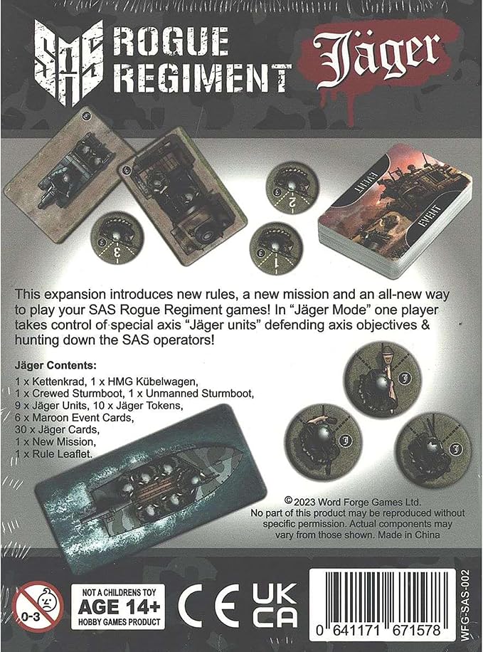 Word Forge Games: SAS Rogue Regiment - Jager Expansion - Strategy Board Game WWII Stealth Action Game Military Theme Ages 14+ 1-4 Players 60 Min