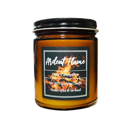 Ardent Flame Candles | Oak Campfire | 100% Natural Soy Wax Candle for Home Decor | Highly Scented | Premium Fragrance | Handmade in Vermont, USA | 8 oz | Long Lasting | Gift for Women and Men