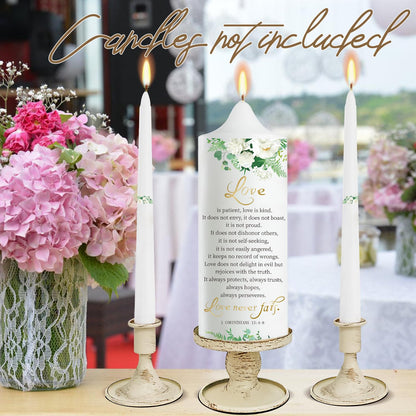 Unity Wedding Candle Holders - Taper Candle Holders for Pillar Candles, 3 Piece Metal White Unity Candlestick Holder – Rustic Farmhouse Style Home Decor for Ceremony, Anniversary