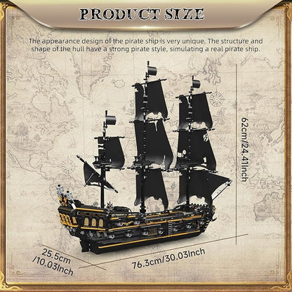 Mould King 13199 Pirates Ship Model Building Blocks Kits MOC Large Black Pearl Sailboat Model Construction Set to Build Gift for Age 14+/Adults Collections Enthusiasts (3180+ Pieces)