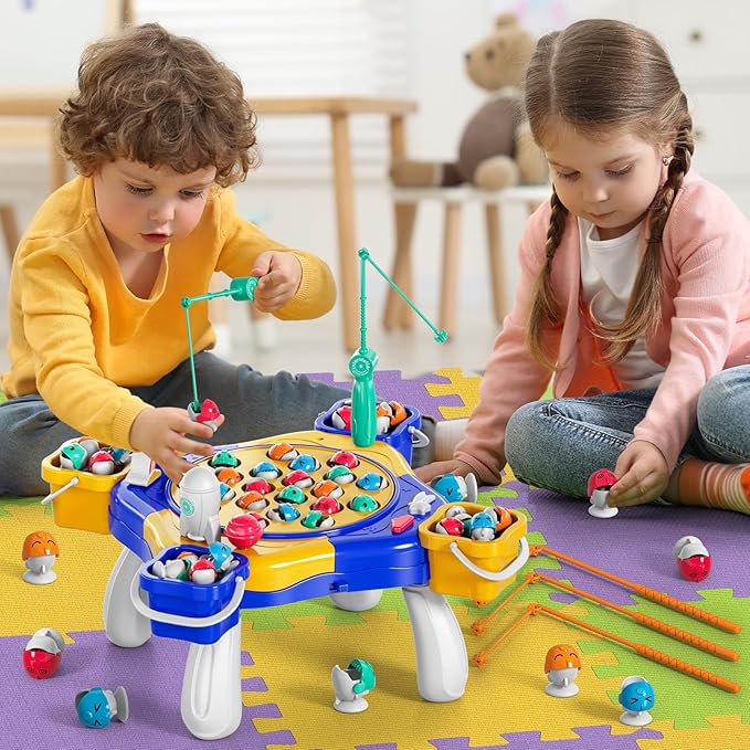 Magnetic Fishing Game for Kids Toddlers 3-5 70 pcs Fishing Toys for Kids Toddlers 3-5 Fishing Table Toys Board Game Birthday Gifts for 3 4 5 6 7 8 Years Old Toddler Kid