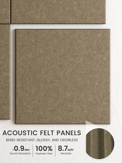 Bumusty Large Cork Board 48" x 36" Alternative - 12 Pack Felt Wall Tiles with 70 Safe Removable Adhesive Tabs, 30 Pushpins, Cork Boards for Walls Pin Board Bulletin Board Office Decor (Earth Brown)