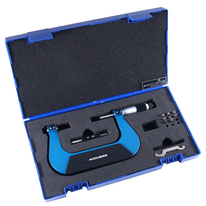 Accusize Industrial Tools 3-4'' X 0.001'' Screw Thread Micrometer with 5 Anvil in Fitted Box, S916-C753