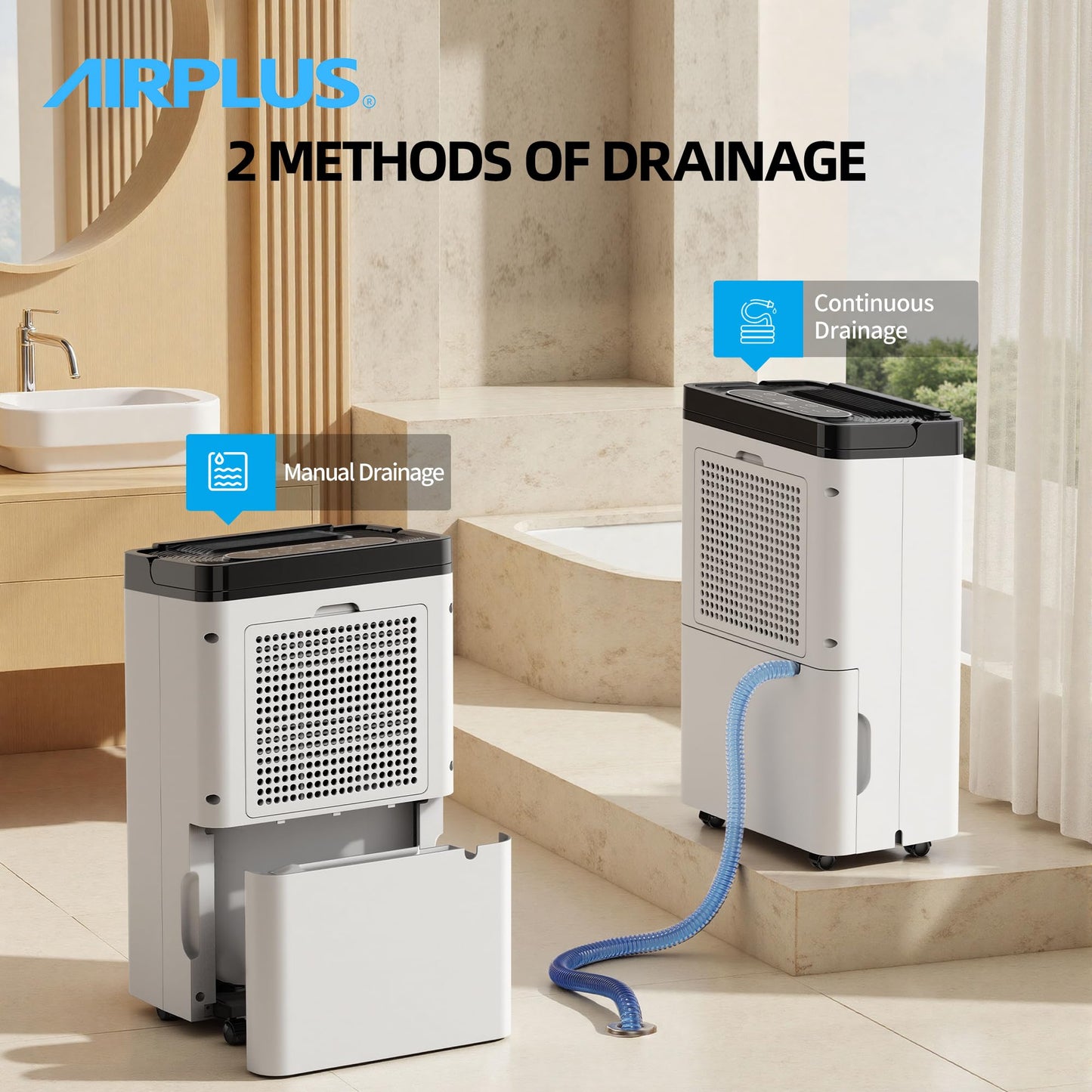 AIRPLUS 5000 Sq. Ft Dehumidifier for Home and Basement, 80 Pint Portable Dehumidifiers with Drain Hose for Large Room, Quiet Sleep Mode Dehumidifier for Bedroom, RV De humidifier for Inside Camper