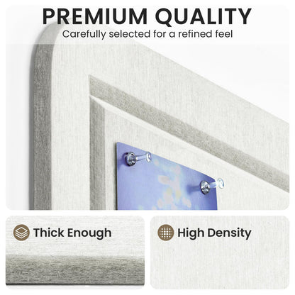 Large Bulletin Board, 35 X 17 Inches Felt Cork Board with 40 Pushpins, Foldable Felt Notice Pin Board Photo Display Board with Self-Adhesive Tape for Office Home School (White, 35x17 inch)