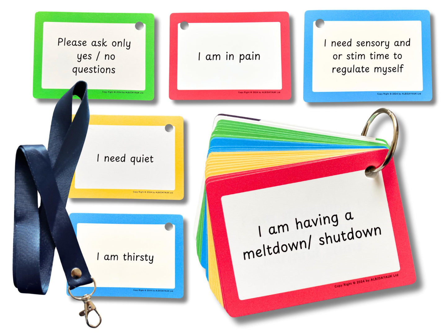 Plastic Communication Cards for ADHD and Autism, Special Needs Communication Aid for Non Verbal Adults and Children, Speech Delay Flash Cards
