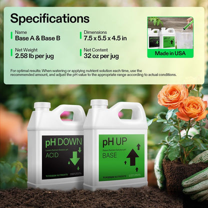 VIVOSUN pH Up & pH Down Kit, 1 Quart Each, pH Control Kit for Balanced pH Level and Optimal Nutrient Uptake, pH Adjuster Liquid Fertilizer for All Plants and All Growing Systems