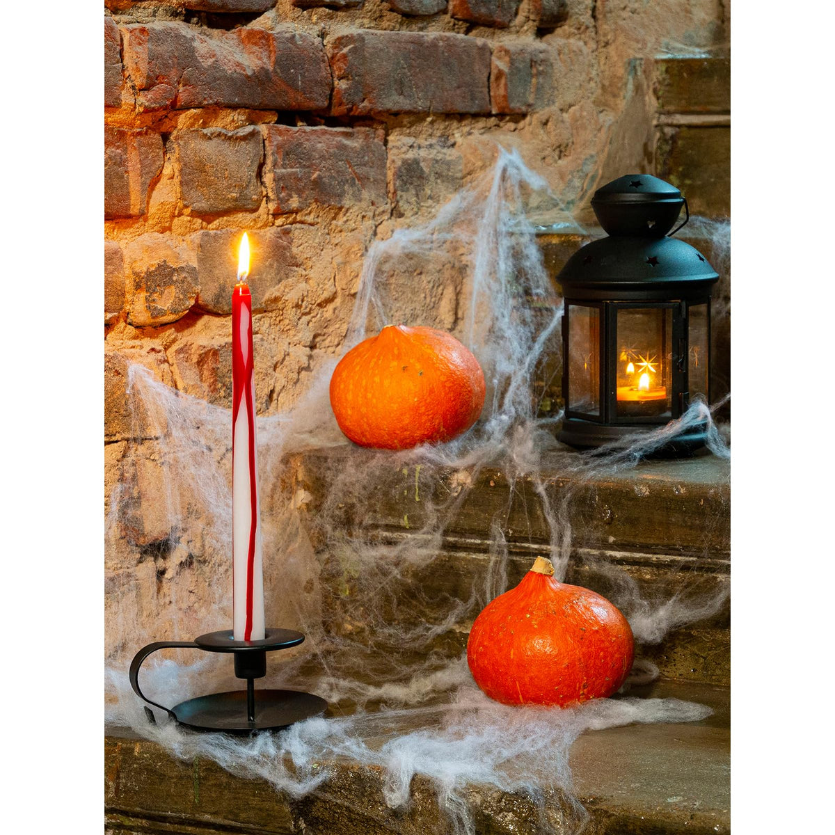 CANDWAX 12 inch Taper Candles Set of 4 - Unscented Tapers Burning for 10 Hours - No Drip Candlesticks Ideal for Halloween or Other Themed Party - Blood White