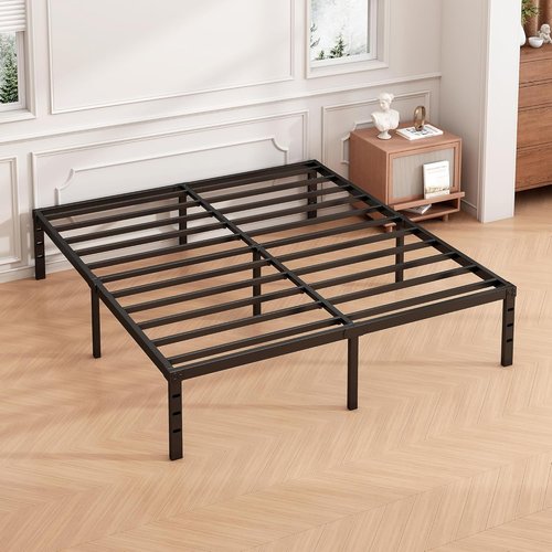 Hafenpo 18 Inch Full Bed Frame - Sturdy Metal Platform with Easy Assembly & Under Bed Storage | Black