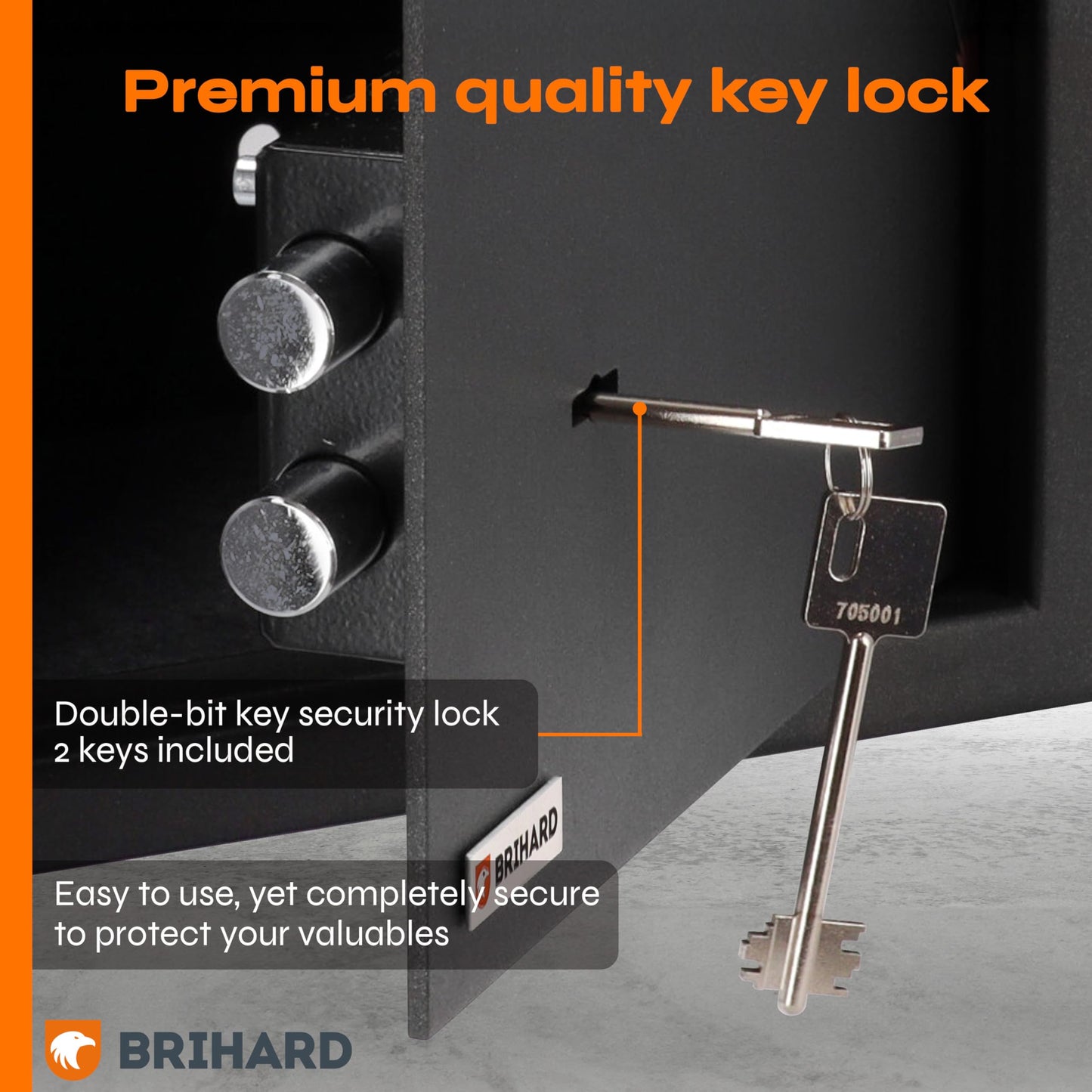 Brihard Business XXL Key Lock Safe 28.74"H x 15.75"W x 14.17"D with Fireproof A4 Bag, Large Office Safe 3.6 Cubic Feet for Documents A4 with 3 Height-Adjustable Shelves for Money & Jewelry