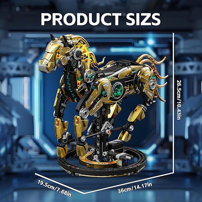 Mechanical Horse Building Block Set Build &amp Pose with Movable Legs – Engaging DIY Model with Motor Kit for Kids and Teens