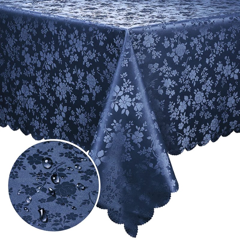 Smiry Rectangle Table Cloth, Waterproof Heavy Duty Vinyl Tablecloths, Wipeable Washable Table Cover for Kitchen and Dining Room (Navy, 60" X 126")