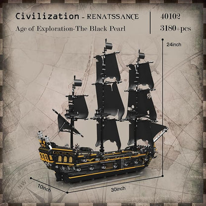 JMBricklayer Pirate Ship Model Building Sets Black Pearl Mysterious Toys Kits Collectible Blocks Cool Toy Gifts for Boys Teens Collectors (Upgraded Version 3180 Pieces) (40102)