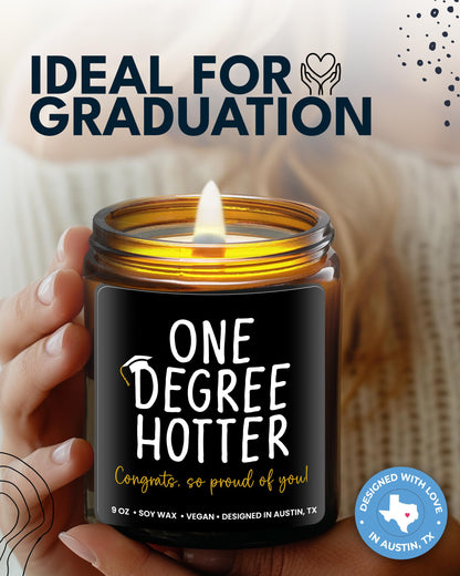 Funny Graduation Candle, Unique College & Masters Degree Gifts, One Degree Hotter, Best Funny Graduation Gift Ideas for Students, High School, Bachelor Graduates, PHD Gift Ready