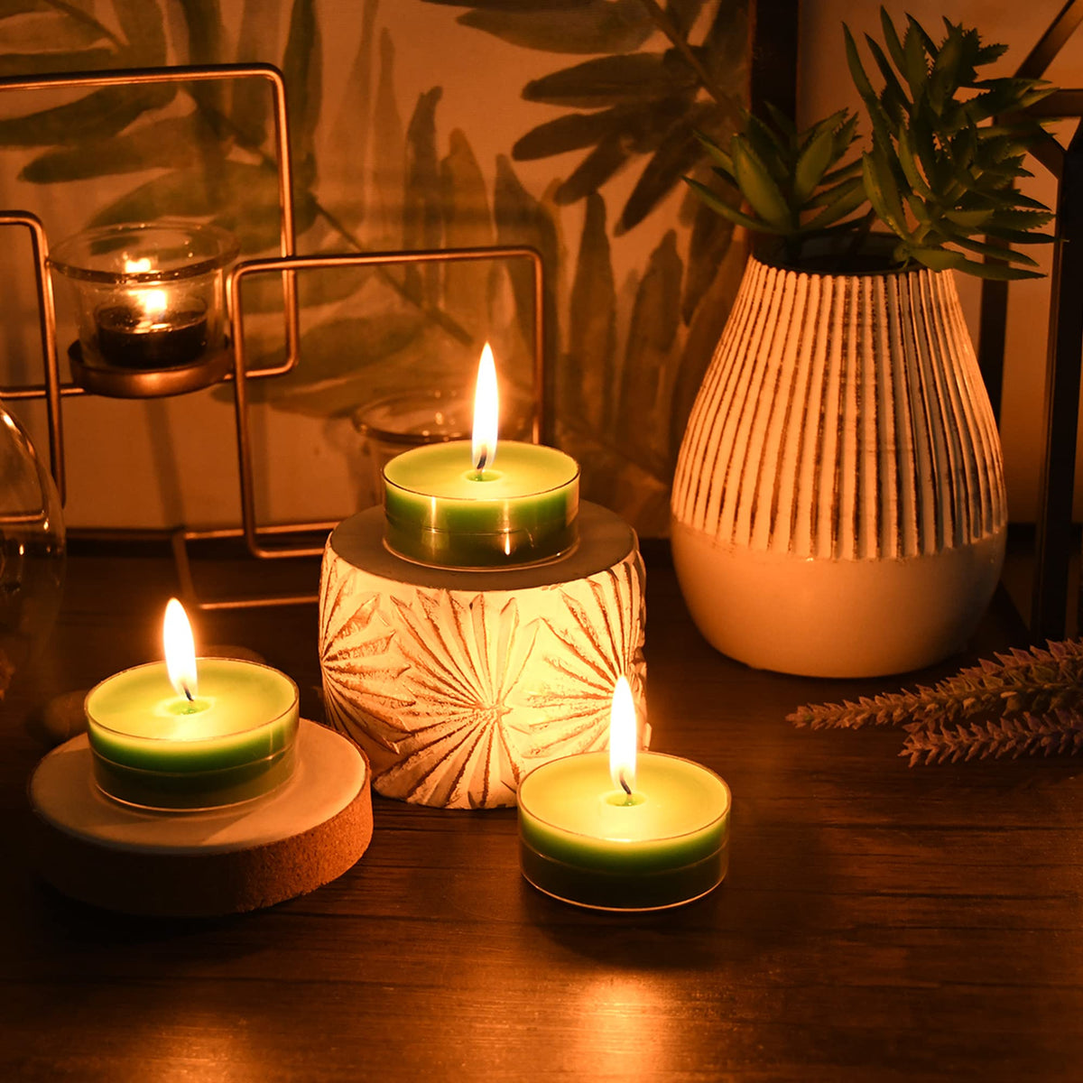 Zest Candle 12-Piece Tealight Candles, Mega Oversized Hunter Green s