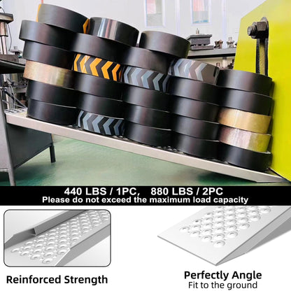 VNN Aluminum Shed Ramp 2PC - 5' Long Loading Ramp for Riding Mower, Lightweight Sturdy Anti-Slip Ramps with Punch Plate Surface, 1000 lbs Capacity for Lawn Mowers, ATV, Motorcycle - 8.8" Wide, Slivery