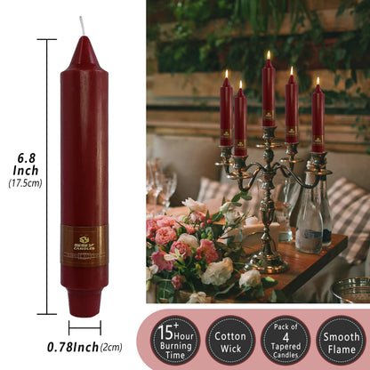 RedTaper Candle Smokeless Candles Red Candlesticks 7 INCH Short Candle Sticks Unscented Candles Odorless Candle for Dinner Home Décor Weddings Festive Seasons Holiday