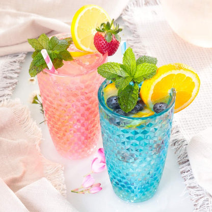 BELLAFORTE Shatterproof Tritan Plastic Tall Tumbler, Set of 4, 19oz - Laguna Beach Drinking Glasses - Unbreakable Tritan Drinking Glasses for Parties - BPA Free - Blue