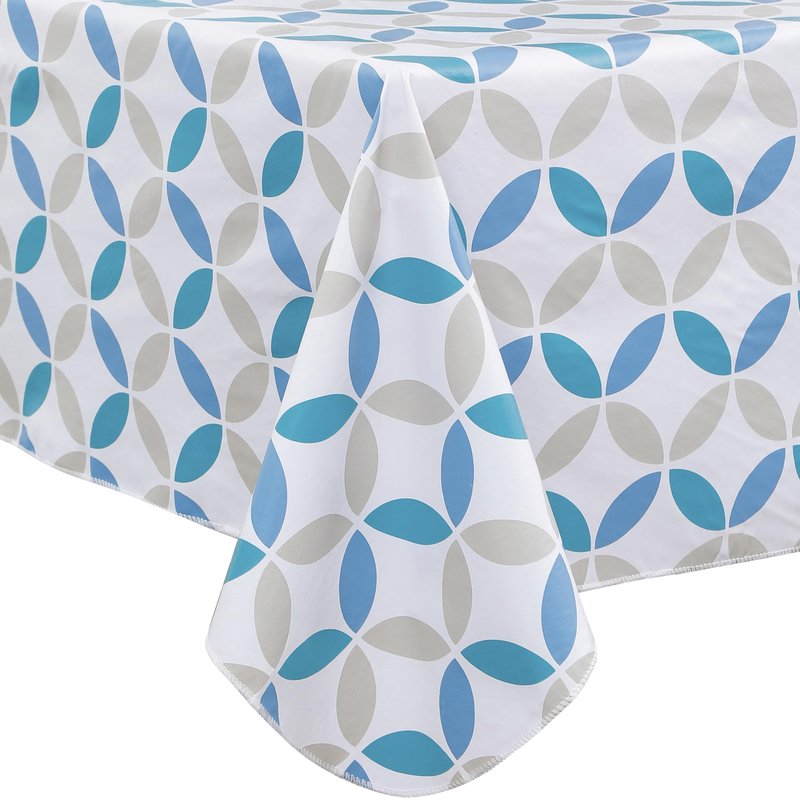 Walrus Heavy Duty Vinyl Tablecloth with Flannel Backing Waterproof Oil-Proof Plastic Table Cloth Stain-Resistant Wipeable Table Cover for Indoor and Outdoor (Geometric Leaf,60x84 Inch)