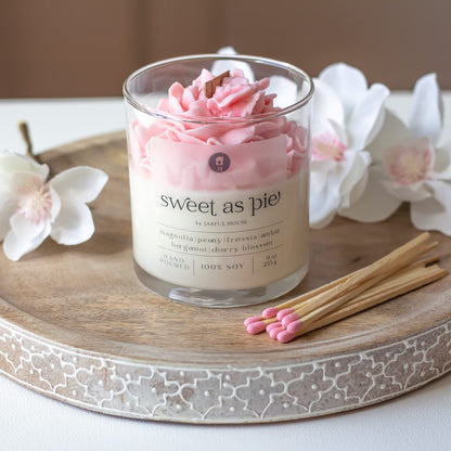 Jarful House Sweet as Pie Dessert Candle | Spring Floral Scent Soy Candle Magnolia Peony Cherry Blossom | Mothers Day Gift