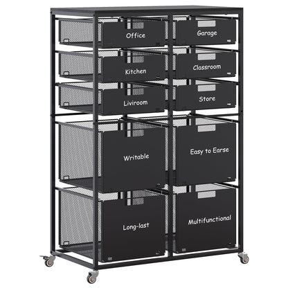 EasyPAG Rolling Storage Cart With 10 Drawers, Metal Craft Organizers And Storage Cart With Wood Tabletop, 30 Lbs Capacity Per Drawer For Home Office Classroom And Dorm, Black
