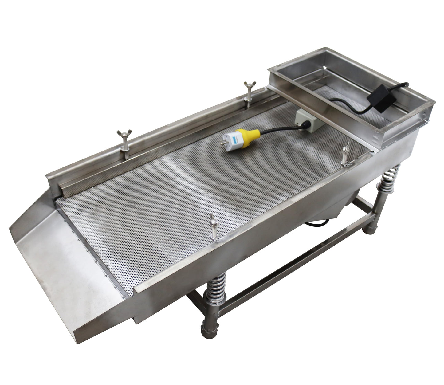 TECHTONGDA Straight Vibrating Sieve Screen Shaker Electric Linear Sifter Machine Stainless Steel One Layer One Motor 0.5mm Screen Size 11.8×29.5inch 110V