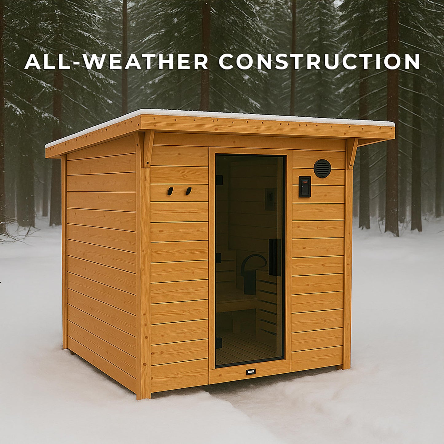 Backyard Discovery Henley 4-6 Person Traditional Cedar Outdoor Cabin Sauna with Electric Sauna Heater, Glass Door, Sauna Rocks, Dry Heat, Steam Sauna, LED Lights, Wi-Fi Control, Sauna Accessories