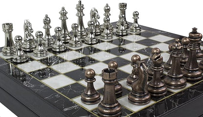 14 Inches Personalized Chess Set - Boxed Custom Chess Board and Metal Chess Figures Set - Gift Idea