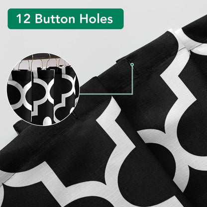 Biscaynebay Textured Fabric Shower Curtains for Bathroom 72" X 72", Black Morocco Pearl Printed Linen Modern Hotel Luxury Quality Cloth Bath Curtains Machine Washable
