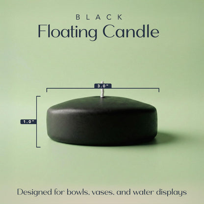 Floating Candles 3 inch Black Unscented Dripless Wax Discs | Made in USA Long Burning Floating Candles for Centerpieces 8-10 Hour Burn Time, Weddings, Parties, Home Décor & Holidays - Royal Imports