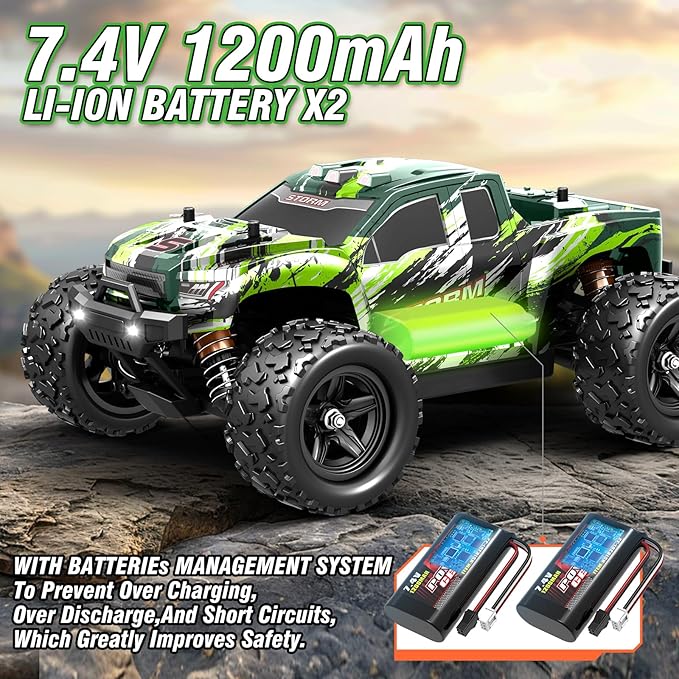 1:18 All Terrain RC Car for Adults &amp Boys (HS18305) 4WD Off-Road RC Truck High Speed Fast 40+ KPH 4X4 Waterproof Remote Control Car with 2 Rechargeable Batteries