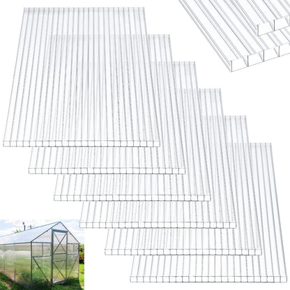 Tatuo 12 Pack 4' X 2' X 0.32'' Polycarbonate Greenhouse Panels Polycarbonate Sheets Twin-Wall Roof Panels Waterproof UV Protected Clear Corrugated Plastic Roofing for Greenhouse Replacement