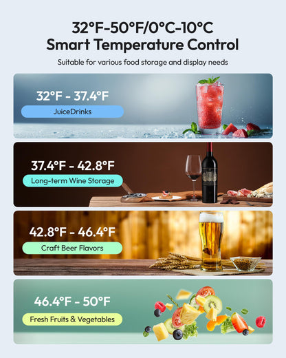 ICEVIVAL 20 cu.ft Beverage Fridge, Commercial Refrigerators with LED Light, 2 Glass Door Drink Merchandiser with 8 Adjustable Shelves, 32-50°F Digital Control ETL Certified Black