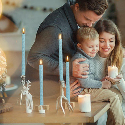 Spiral Taper Candles Blue Unscented Twisted Candlesticks 10 Inch Long Smokeless Ribbed Candle Sticks Creative Totem for Party Home Decor Gifts 6 Pcs