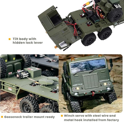 HOBBYPLUS Helidirect 1/18 RC Crawler CR18P Terranaut 8x8 RC Truck Remote Control Car w Full-Lock 8WD RTR Active All-Wheel Steering 2-Speed Transmission Recovery Winch LED Lights (Gray)