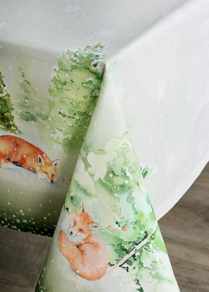 Maison d' Hermine Table Cloth Rectangle Table 100% Cotton 60 x 120 Inches Fall Tablecloth Reusable Everyday Use for Thanksgiving Christmas Decorations Dining Farmhouse Party (Winter Mornings)