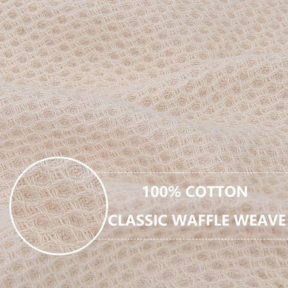 Homaxy 100% Cotton Waffle Weave Kitchen Dish Towels, Ultra Soft Absorbent Quick Drying Cleaning Towel, 20x28 Inches, 8-Pack, Beige