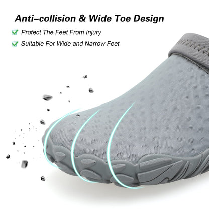 Besroad Slip on Quick Drying Running Sports Fashion Sneakers Water Shoes Summer Outdoor Hiking Shoes for Men Women Grey 9 Women/7.5 Men