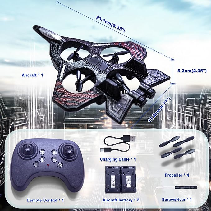 Foam RC AirplaneRemote Control Planes with LED Lights Fighter Jet for Night Flights Outdoor 360° Flip &amp Spin Stunt Drone Toy for Beginner Adults