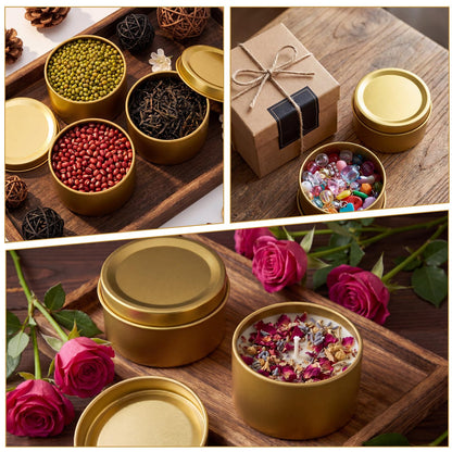 Suclain 100 Pack Gold Candle Jars for Making Candles Bulk, 3oz Mini Empty Candle Tins with Lids Heatproof Tinplate Metal Candles Containers for DIY Making, Arts & Crafts, Sample Storage, Party Gifts