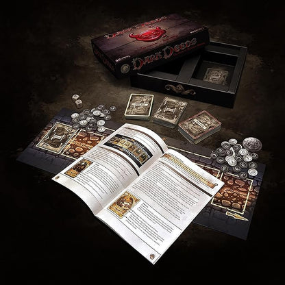 Modiphius Entertainment: Dark Deeds - Strategy Board Game Darkly Humorous Card Game Ages 14+ 2-5 Players 60 Min