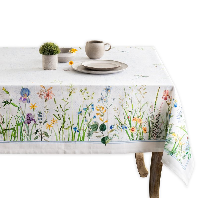 Maison d' Hermine Table Cloth Rectangle Table 100% Cotton 60 x 120 Inches Tablecloth Reusable Decorative for Dining Kitchen Room Farmhouse Home Gifts for Mothers Day Spring Summer - Fleurs De Mai