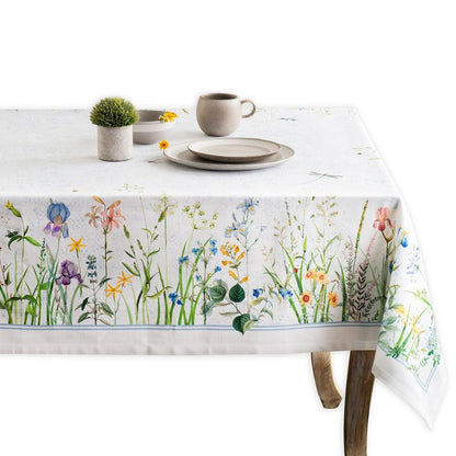 Maison d' Hermine Table Cloth Rectangle Table 100% Cotton 70 x 140 Inches Tablecloth Reusable Decorative for Dining Kitchen Room Farmhouse Home Gifts for Mothers Day Spring Summer - Fleurs De Mai