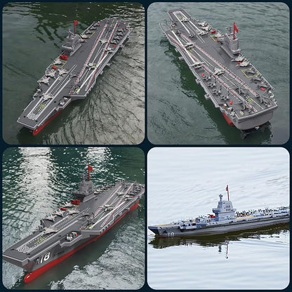 GoolRC RC Boats RC Warship Military Battleship 20KPH High Speed Remote Control Boat for Pools and Lakes 2.4GHz DIY Naval Forces Aircraft Carrier Model Kit with 2 Rechargeable Batteries