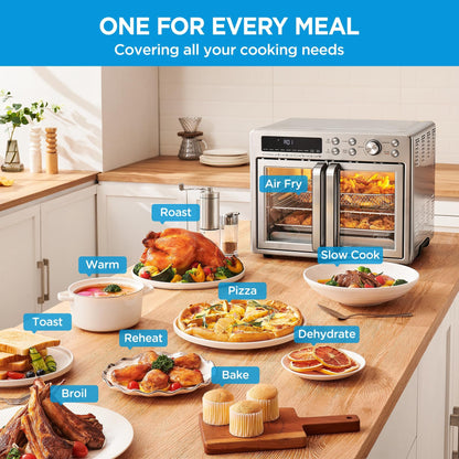 Midea Flexify Classic French Door Toaster Oven Air Fryer Combo, 10-in-1 Large Capacity 26.4 QT Countertop Oven, 25% Faster Cooking and 90% Less Oil, Stainless Steel