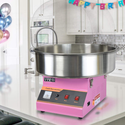 VIVO Pink 1030W Electric Cotton Candy Maker, Commercial Candy Floss Machine with 20 inch Stainless Steel Bowl, Includes Bubble Shield Cover and Sugar Scoop, Easy Home Use, CANDY-KIT-1